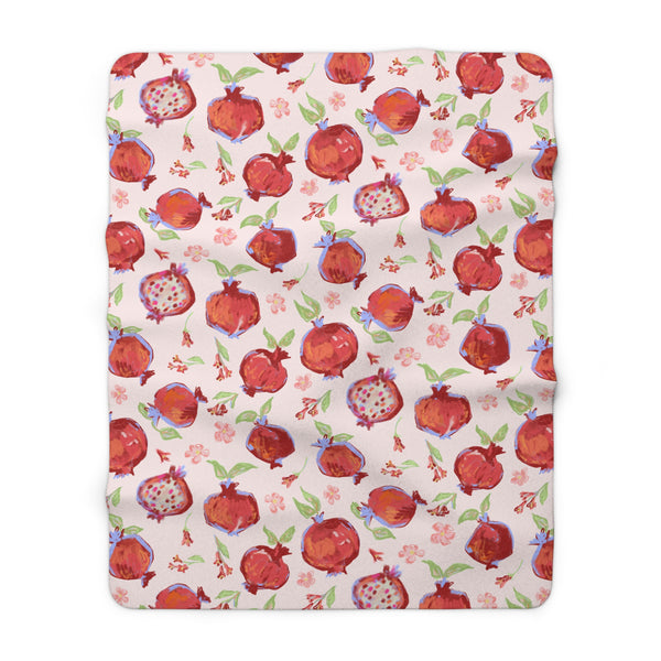 Chalk Pomegranates Sherpa Fleece Blanket