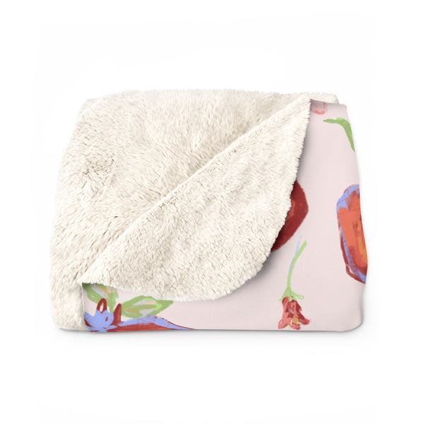 Chalk Pomegranates Sherpa Fleece Blanket