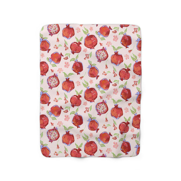 Chalk Pomegranates Sherpa Fleece Blanket