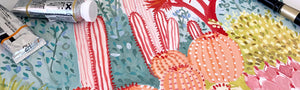 Cactus Garden Print in sorbet pastel colors