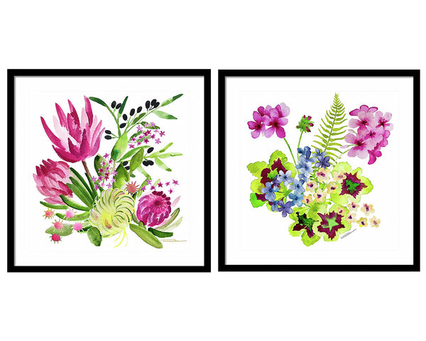 Pink Flower Gallery Wall Set