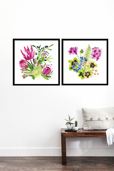Pink Flower Gallery Wall Set