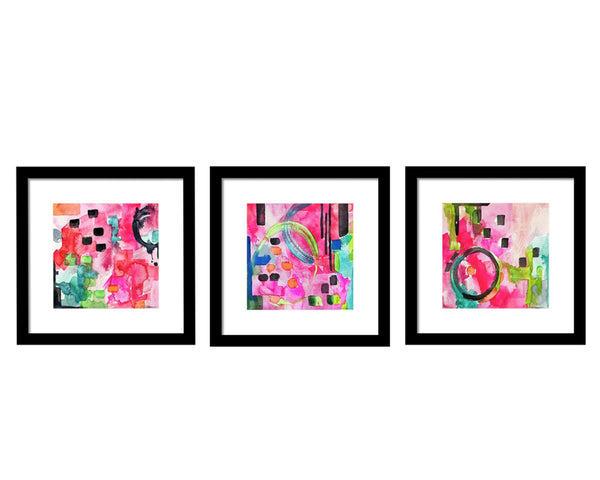 Pink Flamingo Abstract Gallery Wall Sets