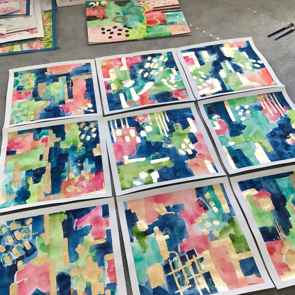 Bird of Paradise No7 Blue Abstract Original Art 18'x18'