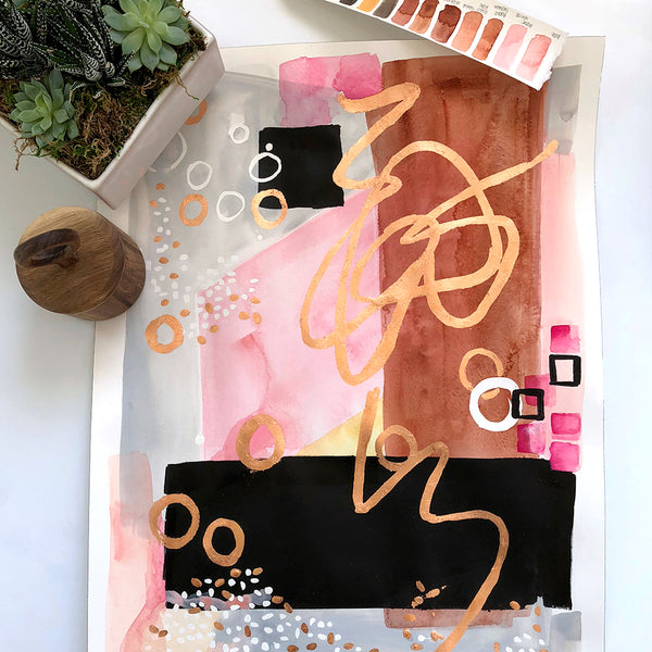 Smokey Rose Quartz Original Art 18"x24"