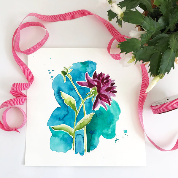 Dahlia Delight Original Art 12"x12"