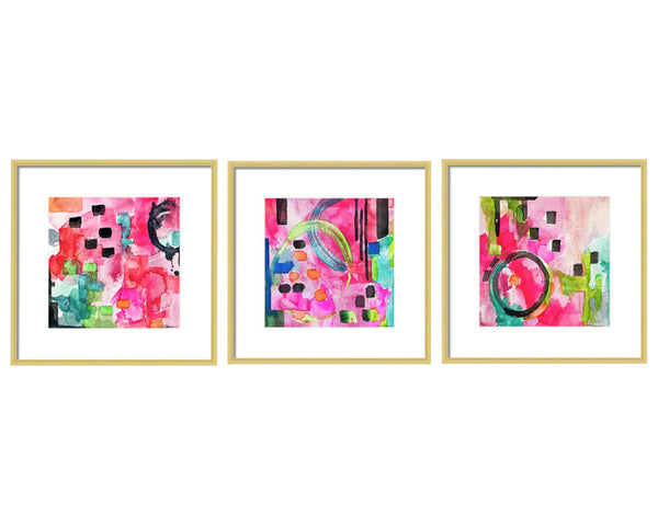 Pink Flamingo Abstract Gallery Wall Sets
