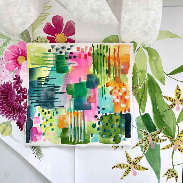 Jungle Gardens Original Art 8"X8"