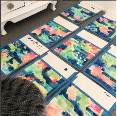 Bird of Paradise No7 Blue Abstract Original Art 18'x18'