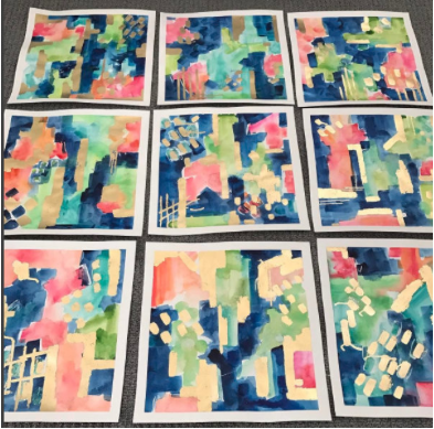 Bird of Paradise No7 Blue Abstract Original Art 18'x18'