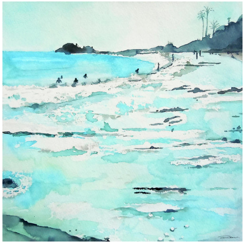 La Jolla Watercolor Beach Print