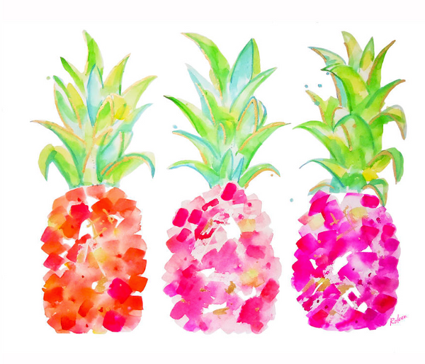Tropical Gold & Pink Pineapple Print