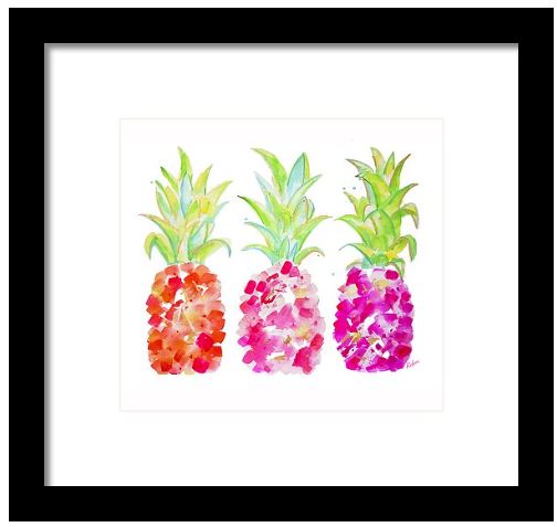 Tropical Gold & Pink Pineapple Print
