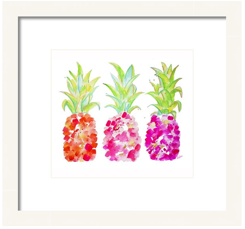 Tropical Gold & Pink Pineapple Print