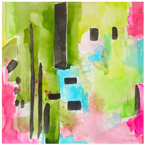 Flamingo Lake Green Print