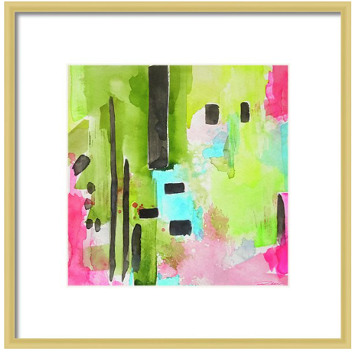 Flamingo Lake Green Print