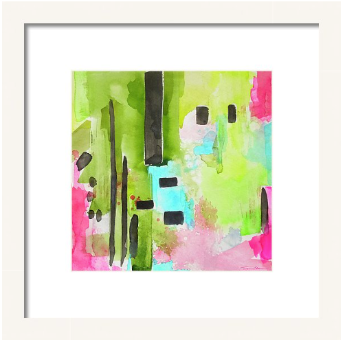 Flamingo Lake Green Print