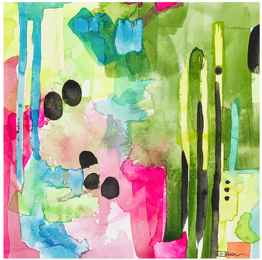 Flamingo View Green Print