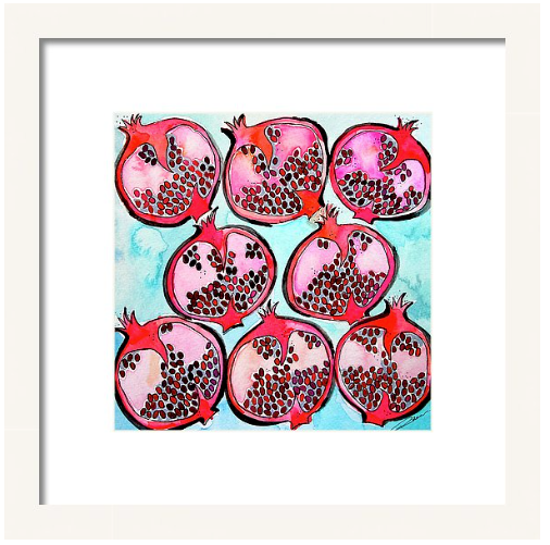 Pomegranate Bleu Vert Pomegranate Print