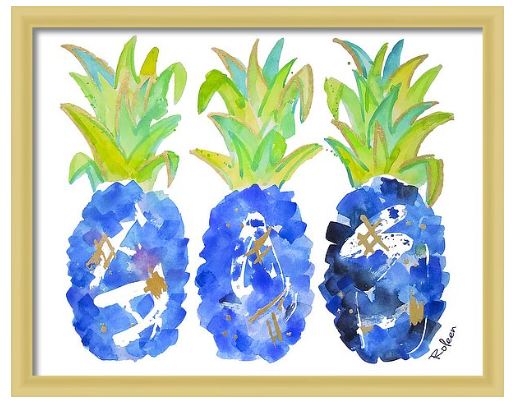 Blue Pineapple Print