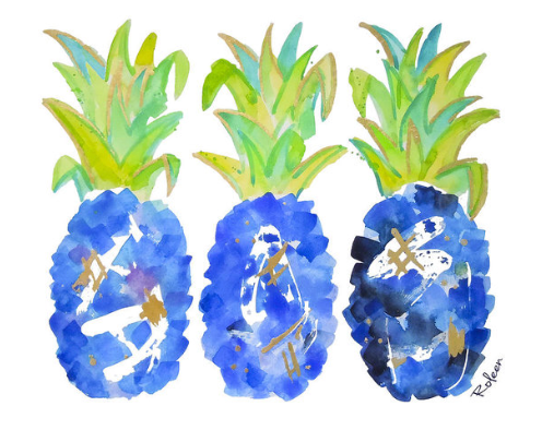 Blue Pineapple Print