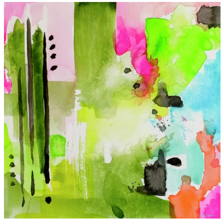 Flamingo Collection Green & Pink Abstract Art Prints for Gallery Wall-Set of 6