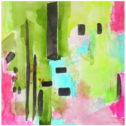 Flamingo Collection Green & Pink Abstract Art Prints for Gallery Wall-Set of 6