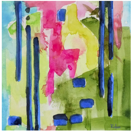 Flamingo Collection Green & Pink Abstract Art Prints for Gallery Wall-Set of 6