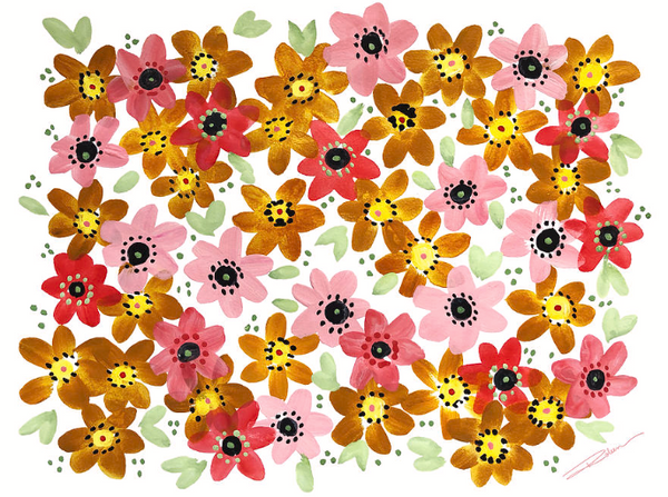Golden Fleurs Print