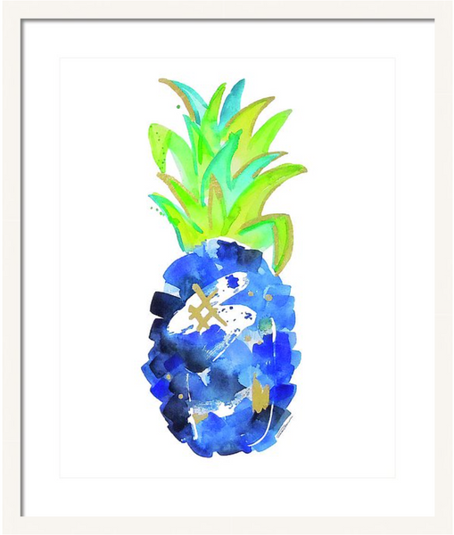 Tropical Cobalt Blue Pineapple Print