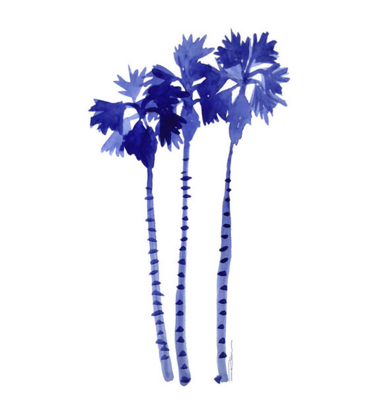 Blue Breezes Palm Trees Print