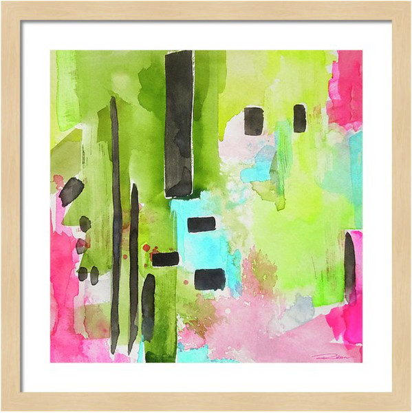 Flamingo Lake Green Print