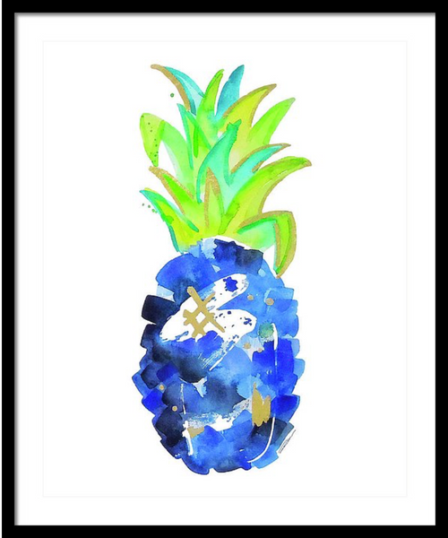 Tropical Cobalt Blue Pineapple Print