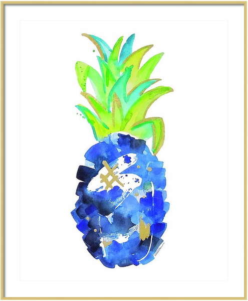 Tropical Cobalt Blue Pineapple Print