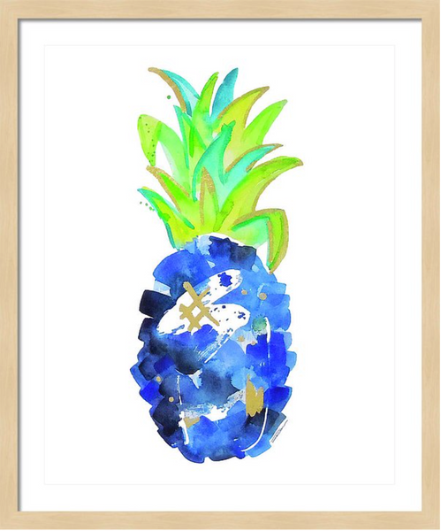 Tropical Cobalt Blue Pineapple Print