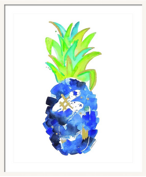 Tropical Cobalt Blue Pineapple Print