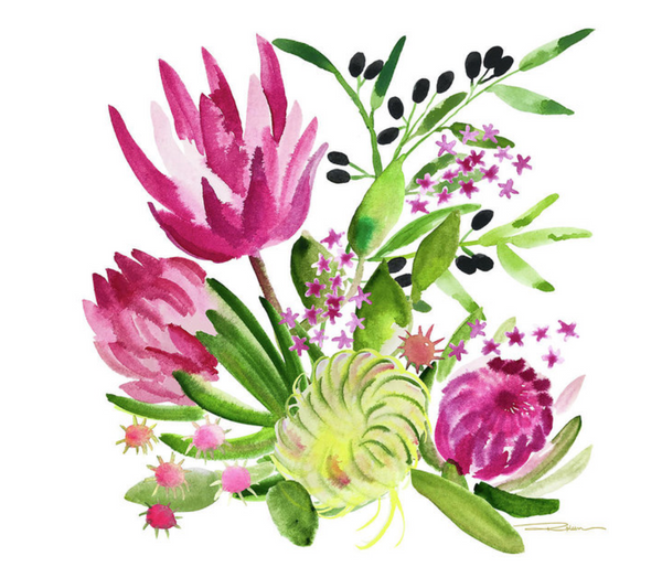 Pink Flower Gallery Wall Set