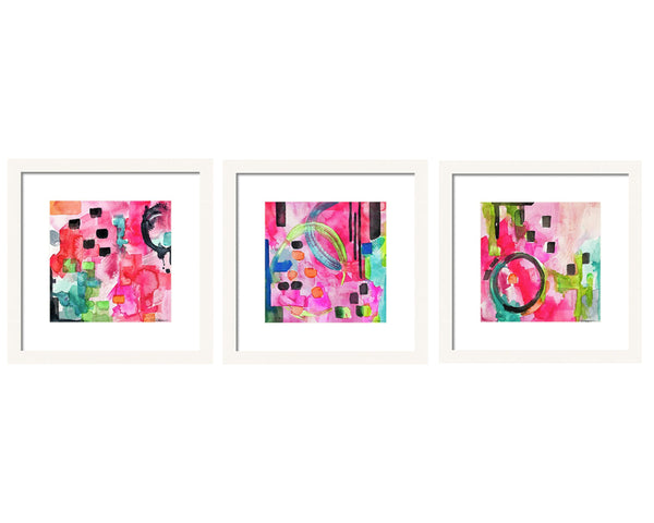 Pink Flamingo Abstract Gallery Wall Sets