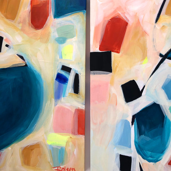 Turquoise Terra Gem Original Art 24"x24"