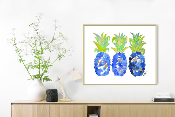 Blue Pineapple Print