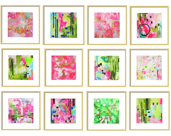 Set of 12 Abstract Prints for Gallery Wall Art Set