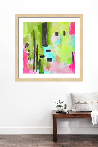 Flamingo Lake Green Print