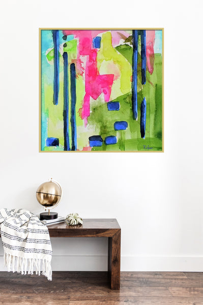 Flamingo Pond Green Print