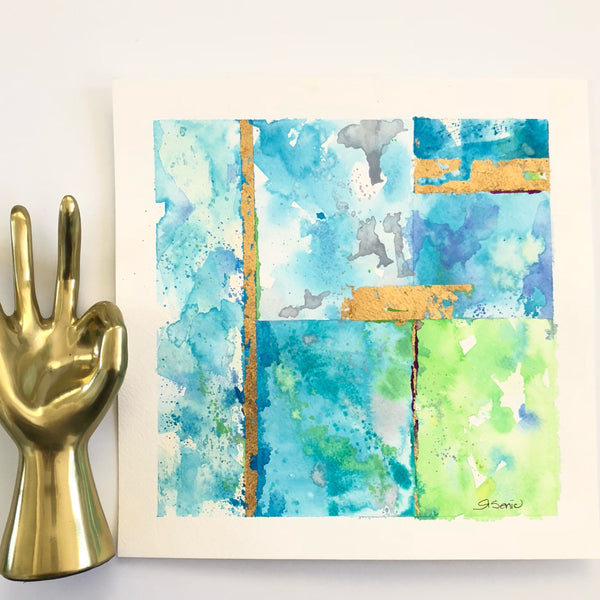 Sea Glass Abstract Original Art 12"x12"