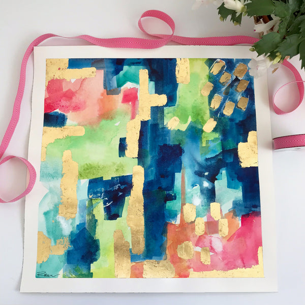 Bird of Paradise No7 Blue Abstract Original Art 18'x18'