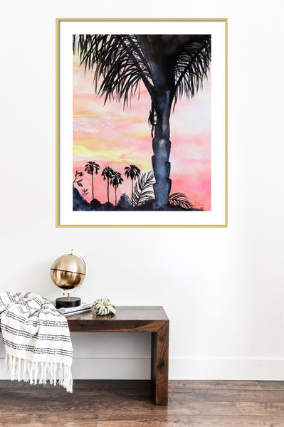 California Sunset Palm Tree Print