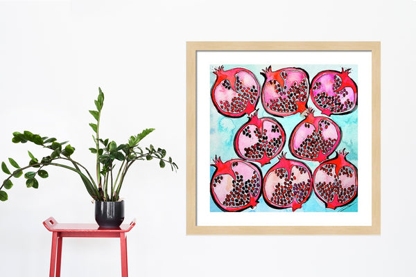 Pomegranate Bleu Vert Pomegranate Print