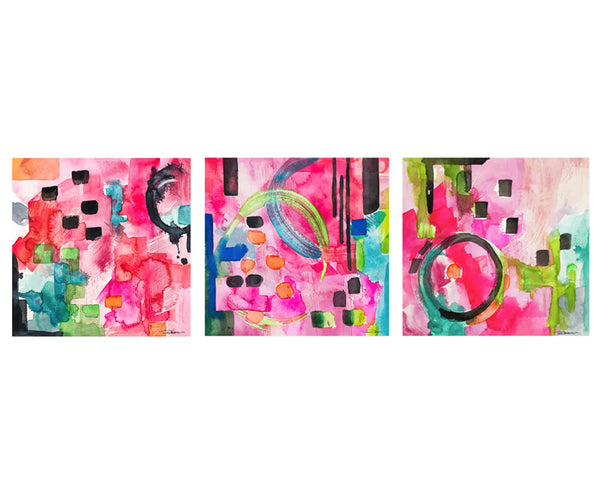 Pink Flamingo Abstract Gallery Wall Sets