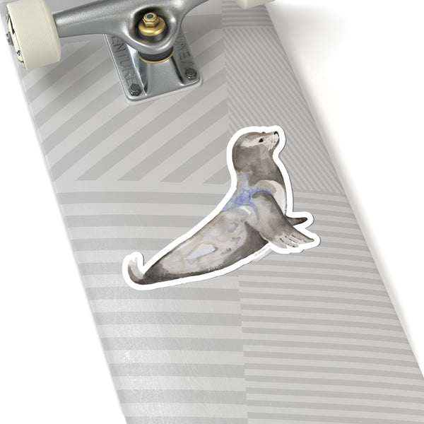 Watercolor Harbor Seal Kiss-Cut Sticker — Cute Marine Animal Decal for Laptops & Water Bottles
