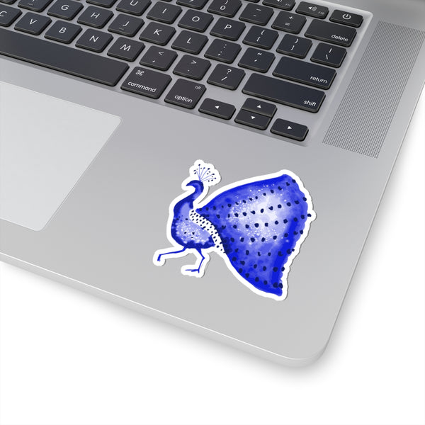 Blue Watercolor Peacock Sticker — Kiss-Cut Decorative Laptop & Journal Decal